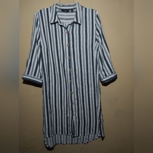 Women's Mlle Gabrielle Button-down 3/4 Length Sleeve Dress•XL